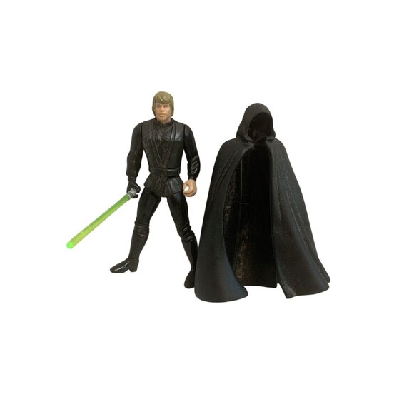 Star Wars Luke Skywalker Jedi Knight Figure w/ Cloak & Lightsaber 1990s VTG - Picture 4 of 5